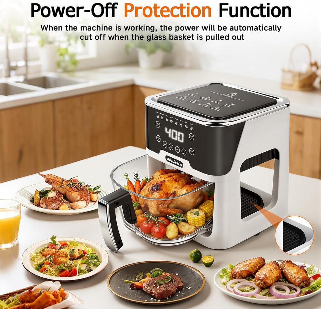 6.0QT Glass Air Fryer, Non Toxic AirFryer with Touchscreen Control
