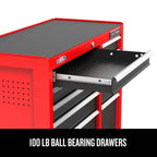 26-Inch W x 36.5-Inch H 5-Drawer Steel Rolling Cabinet, Red