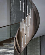 Modern Crystal Pendants Lighting Mini Chandelier for Kitchen Island LED Dimmable Ceiling Handing Lighting Adjustable Flush Mount Ceiling Light for Dining Room Hallway