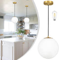 14" Gold Globe Pendant Light, Mid Century Pendant Light, Clear Glass Pendant Lights, Kitchen Island Adjustable Hanging Light Fixture for Dining Room, Bedroom, Kitchen Island
