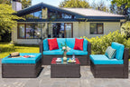5-Piece All-Weather Patio Furniture Set with Ottoman, Outdoor Wicker Conversation Sofa Set with Cushions for Garden, Deck & Backyard