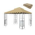 10x10 Ft Outdoor Patio Gazebo Replacement Canopy,Double Tiered Gazebo Tent Roof Top Cover Only wavy border(Frame Not Include)-Tan