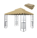 10x10 Ft Outdoor Patio Gazebo Replacement Canopy,Double Tiered Gazebo Tent Roof Top Cover Only wavy border(Frame Not Include)-Tan