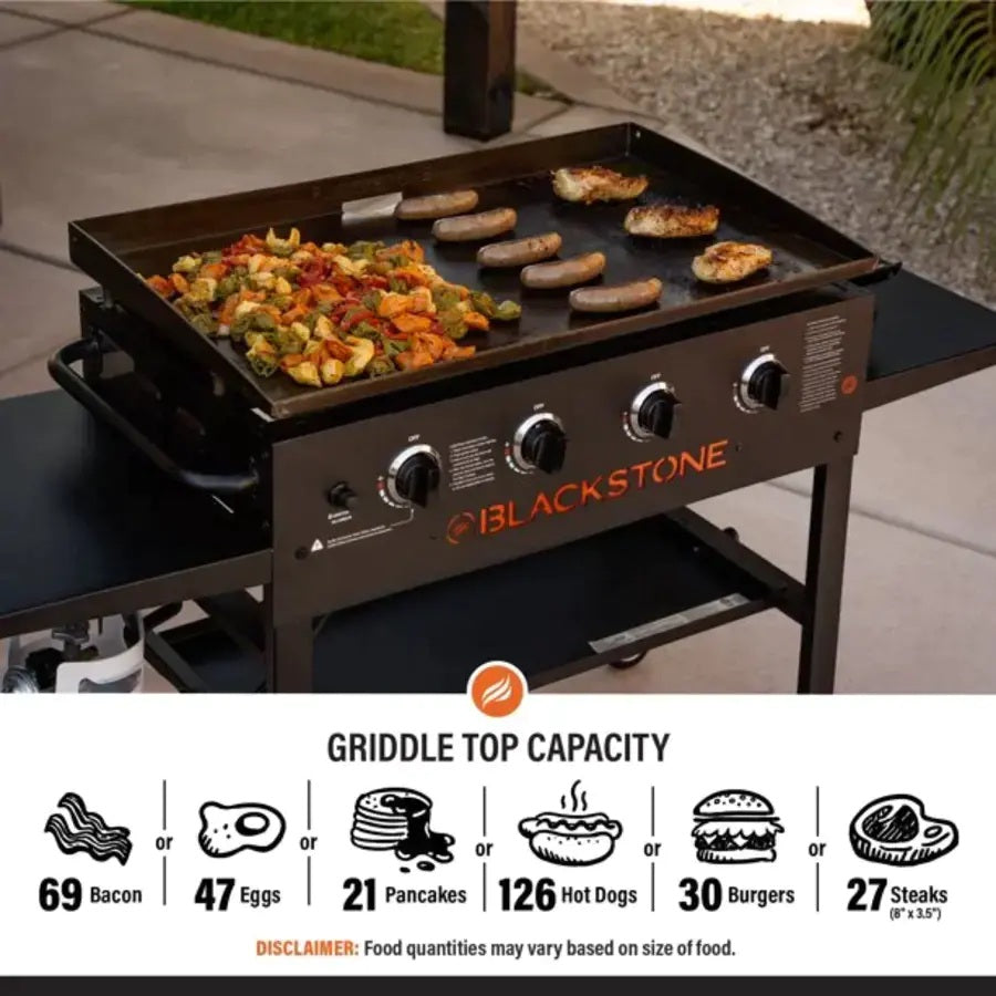 4-Burner 36" Griddle Cooking Station with Side Shelves