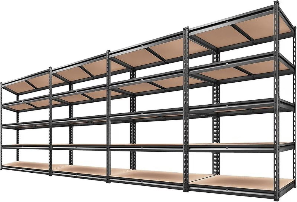 5 Tier Garage Storage Shelves, Industrial Style, 72"H x 35.5"W x 15.8"D, 2000LBS Capacity, Adjustable Height, Divisible Shelves