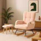 Nursery Rocking Chair, Teddy Glider Rocker with Pockets