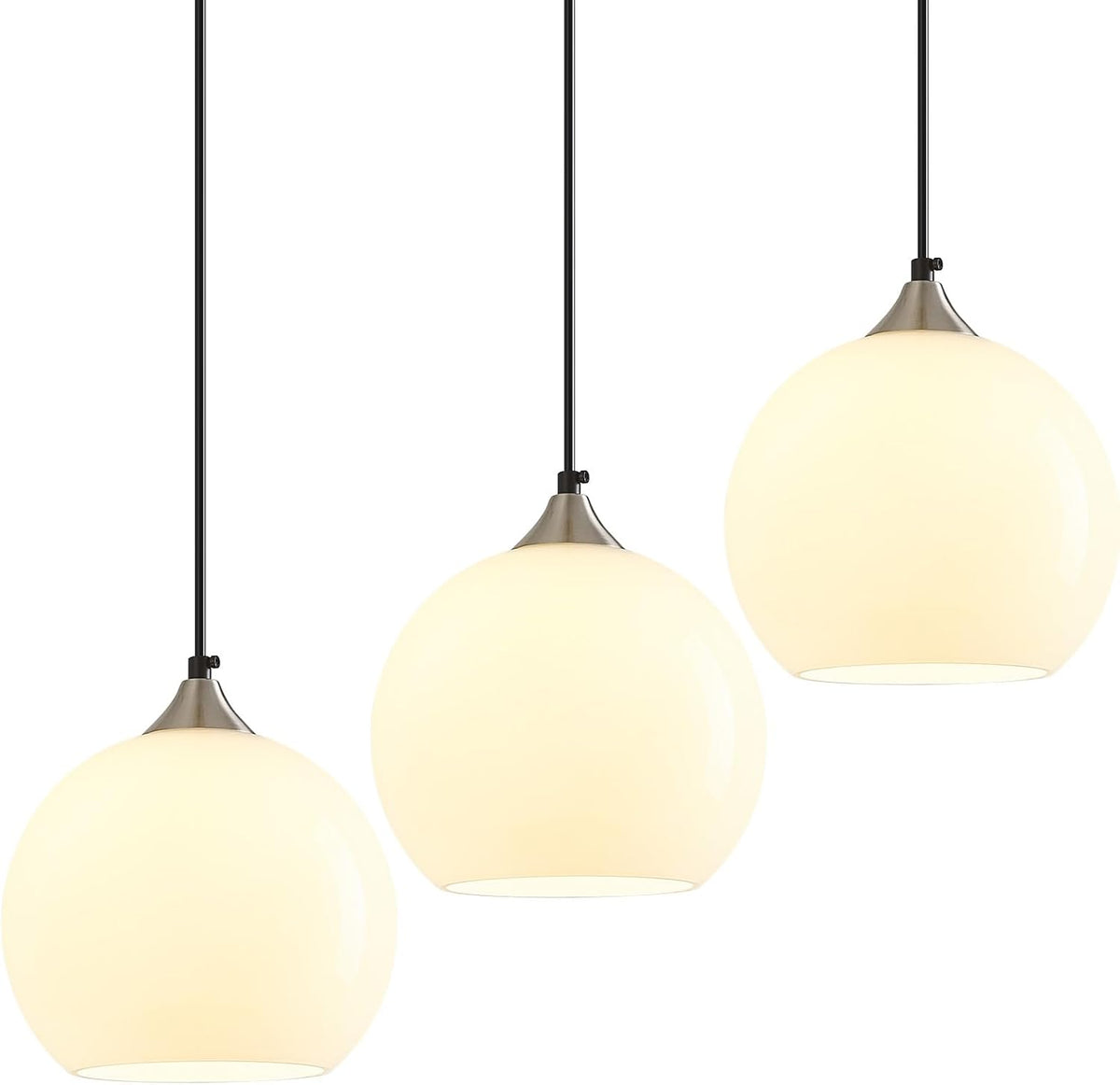 Amber Pendant Lights Kitchen Island 3 Pack, 5.9 in Seeded Glass Globe