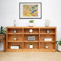 Triple Wide Wood Bookcase, 9 Shelf 36 Inch Tall Bookshelf for Home, Office and Display Storage