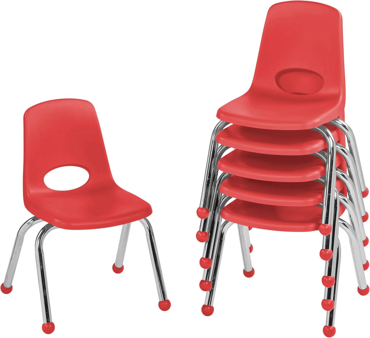 10" School Stack Chair with Swivel Glides, Purple, 6-Pack