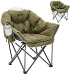 Oversized Padded Camping Chair with Adjustable Cup Holder,Beige(2 Pack)