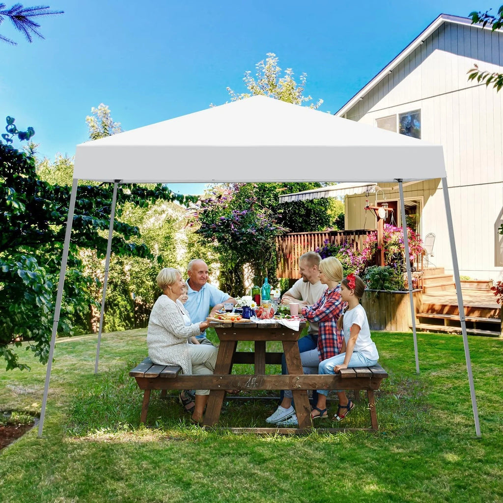 Canopy Tent, 10X10 FT Pop Up Canopy Outdoor Instant Tent Slant Legs with Carrying Bag, Portable Gazebo Shelter for Patio Deck Garden and Beach - 8X8 FT Canopy Cover (Dark Blue)