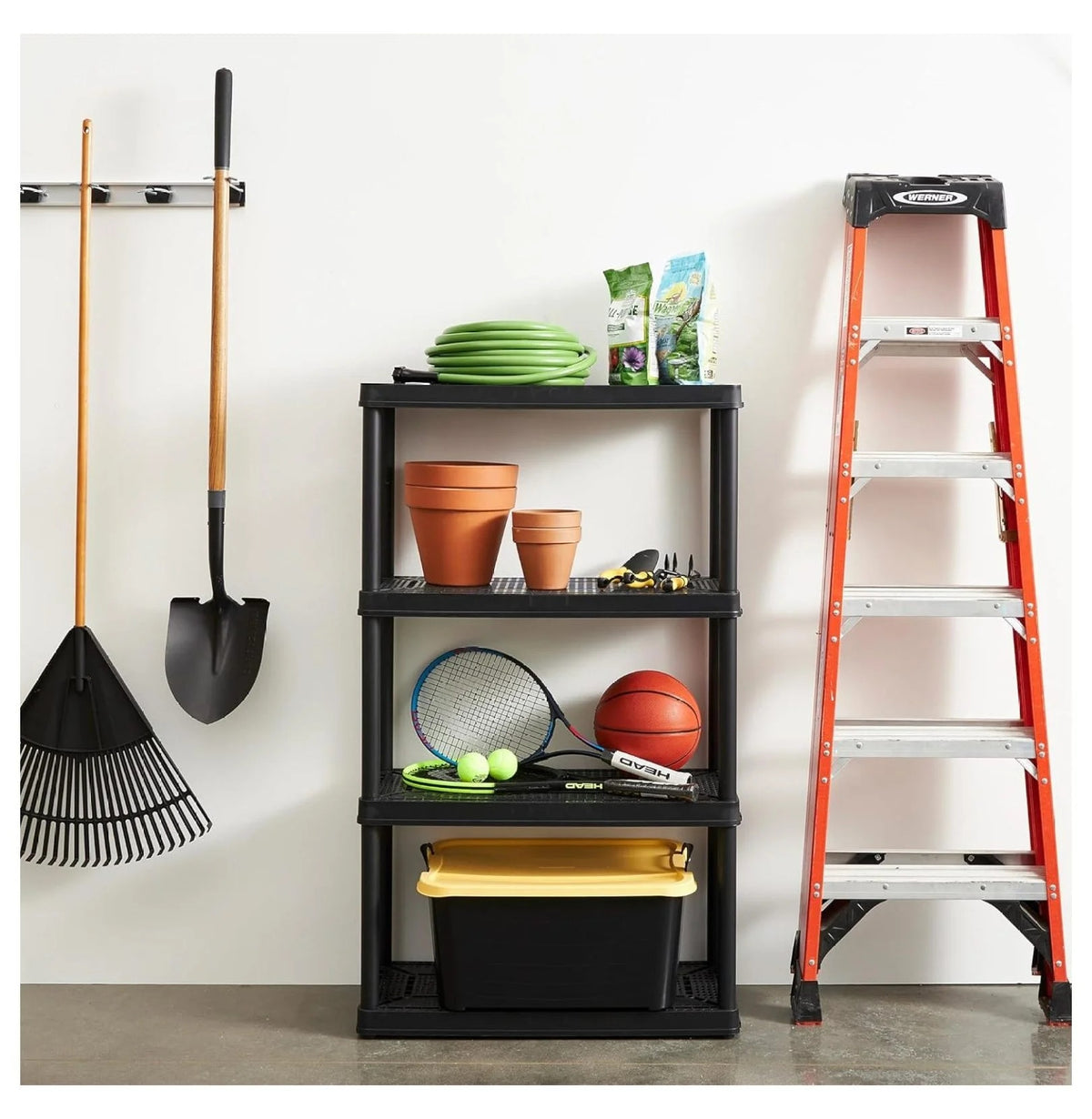5 Shelf Knect-A-Shelf Ventilated Extra Heavy Duty Storage Unit Organizer System for Home, Garage, Basement, and Laundry, Black