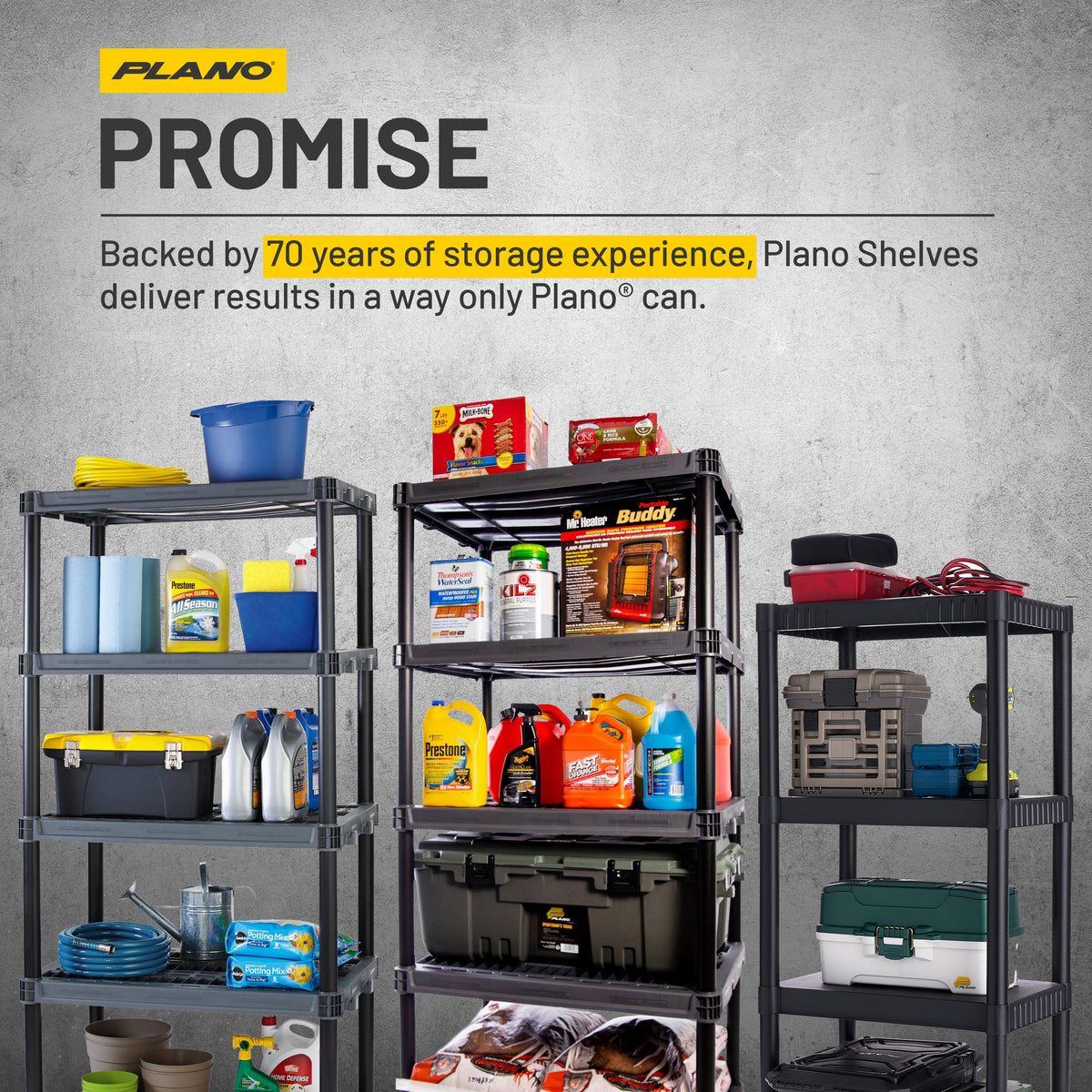 Plano 5-Shelf Extra Heavy Duty Plastic Storage Shelf Unit, 72.5- x 36- x 24-, 1000lb Capacity