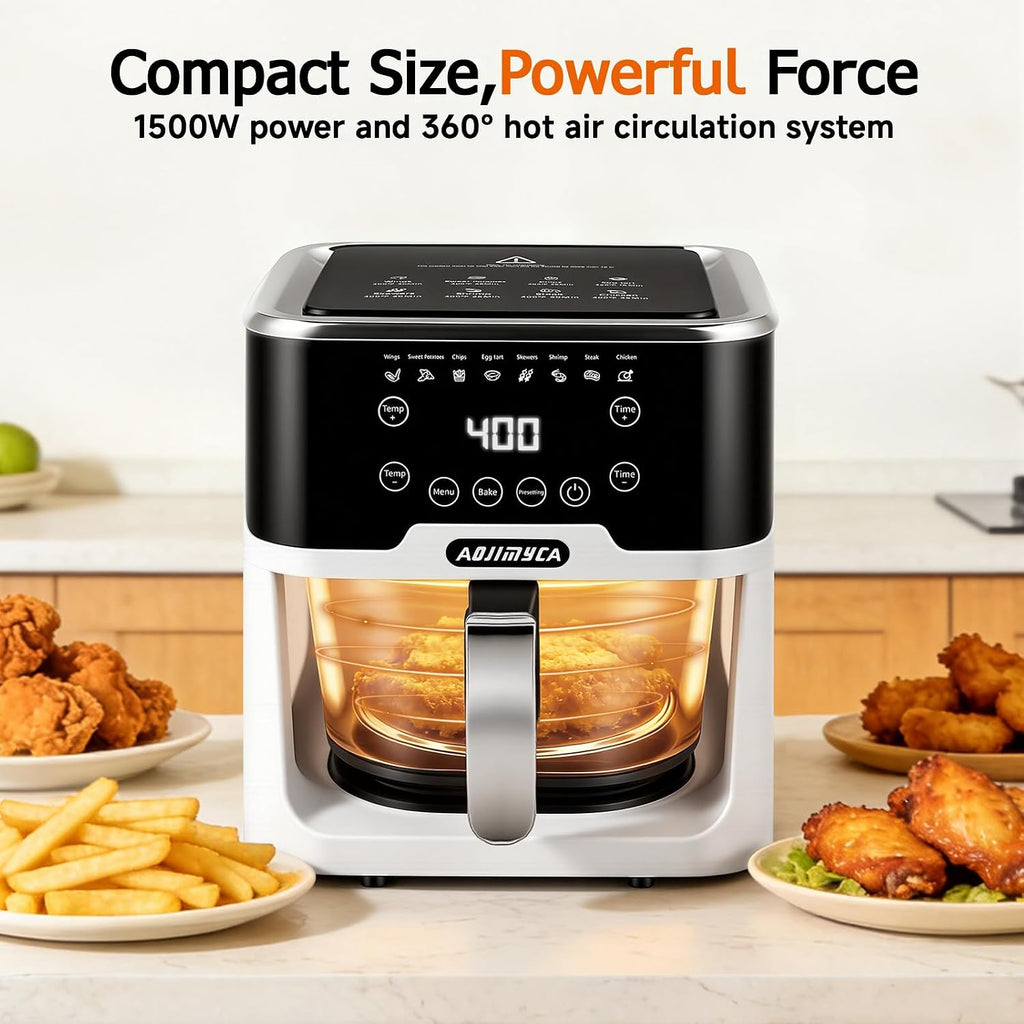 6.0QT Glass Air Fryer, Non Toxic AirFryer with Touchscreen Control