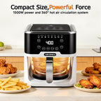 6.0QT Glass Air Fryer, Non Toxic AirFryer with Touchscreen Control