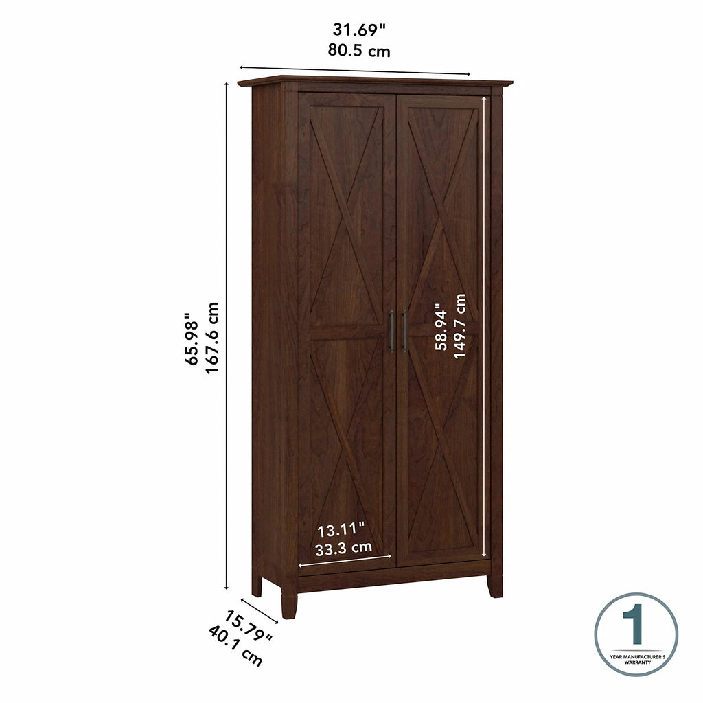 Key West Tall Storage Cabinet with Doors in Bing Cherry - Engineered Wood