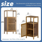Bathroom Cabinet, Bamboo Floor Cabinet Free Standing, 4 Tier Sofa Side Storage Cupboard for Living Room Kitchen Bedroom