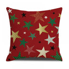 Christmas Pillow Covers 18x18 Set of 4, Red Pillow Covers Winter Rustic Linen Christmas Throw Pillows, Outdoor Decorative Farmhouse Holiday Pillow Cases for Home Sofa Couch Christmas Decorations
