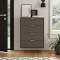 4 Drawer Dresser, Drawer Chest, Tall Storage Chest Cabinet Organizer Unit with Metal Legs, Small Dresser for Bedroom, Living Room, Closet, Hallway Black Stripe