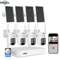 Hiseeu Outdoor Wireless Solar Security Camera System, 4-Camera Home WiFi Surveillance Kit with 10CH NVR, 500G HDD, 2K 4MP 360° View, Color Night Vision, PIR Human Detect, 2-Way Audio, IP66