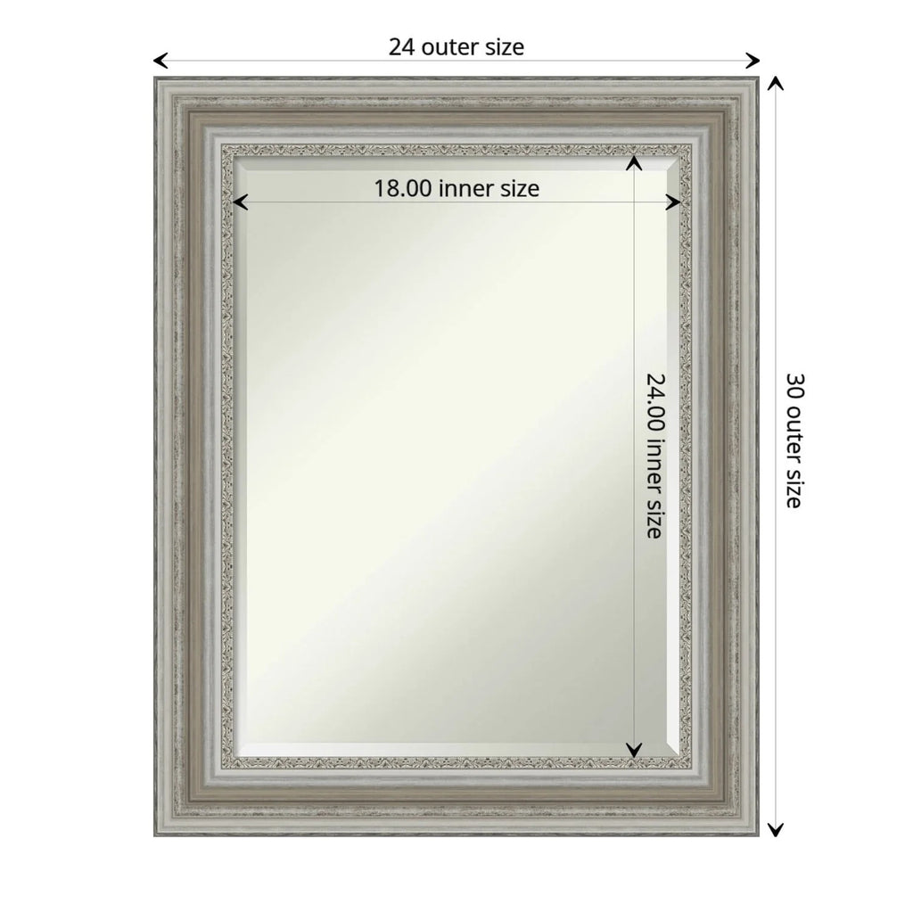 Beveled Bathroom Wall Mirror, Silver Frame Decorative Vanity Mirror for Bathroom, Bedroom and Entryway