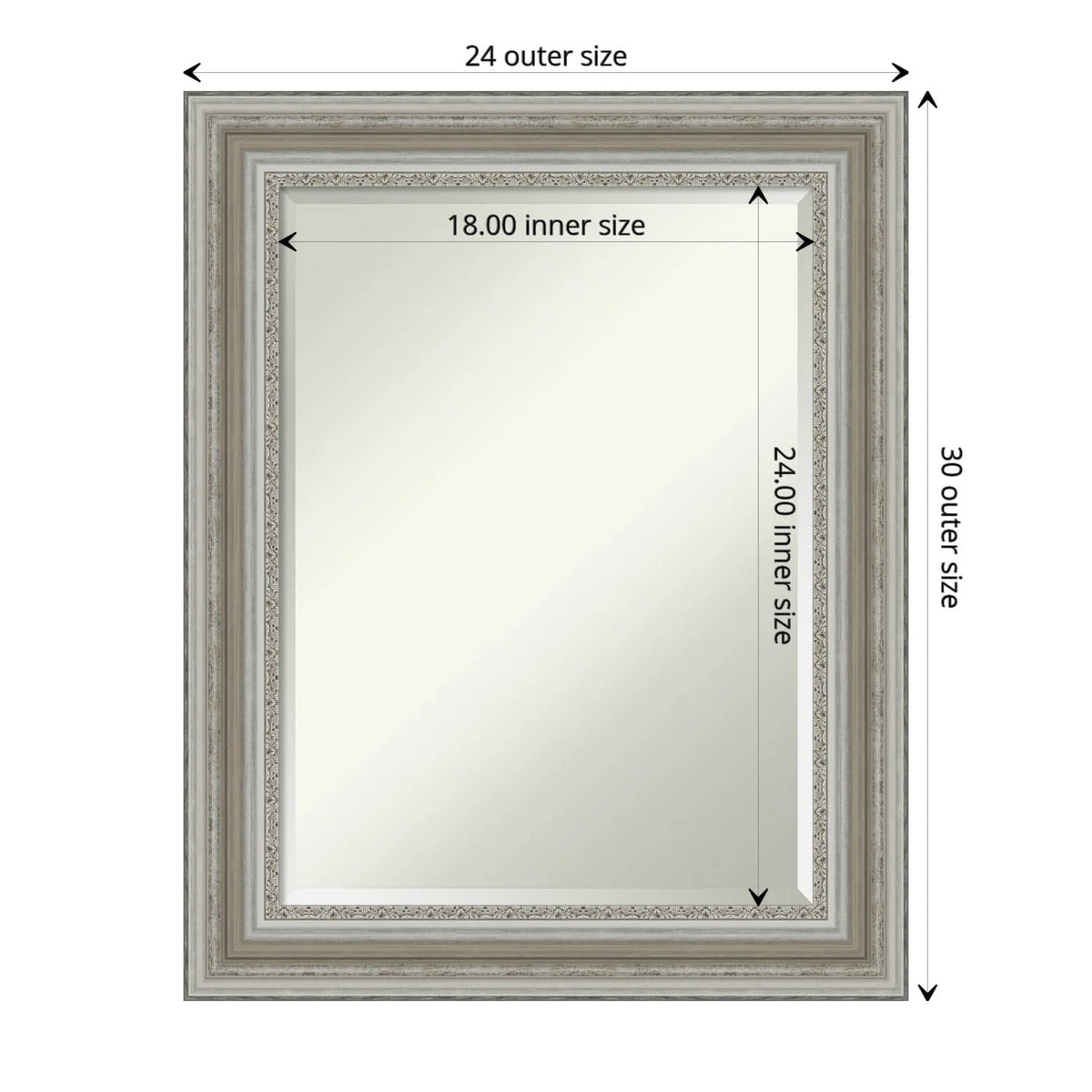 Beveled Bathroom Wall Mirror, Silver Frame Decorative Vanity Mirror for Bathroom, Bedroom and Entryway