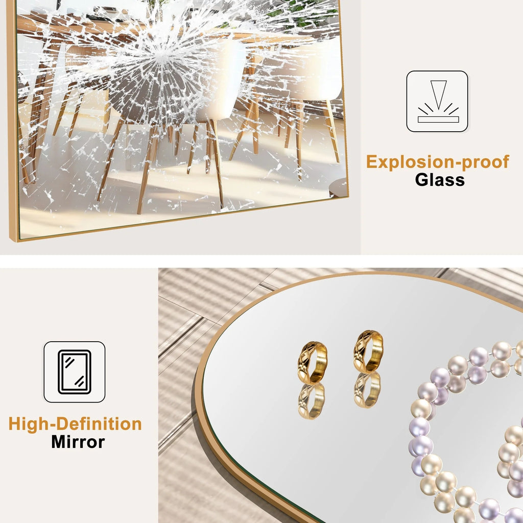Arched Full Length Wood Floor Mirror, Full Body Standing and Wall Mounted Mirror for Bedroom, Living Room and Home Decor