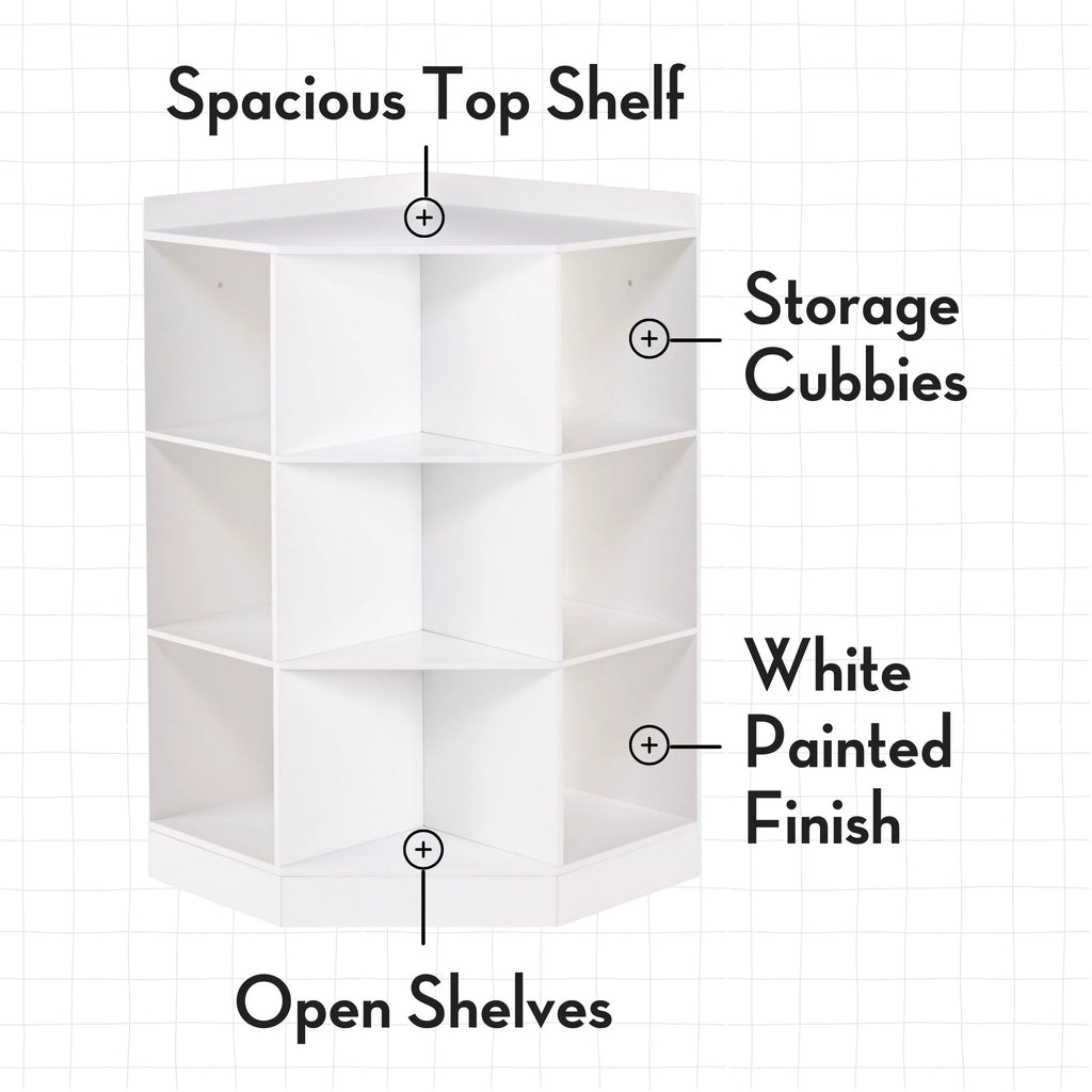 RiverRidge Kids Corner Playroom Cabinet with 6 Toy Storage Cubbies and 3 Shelves - White