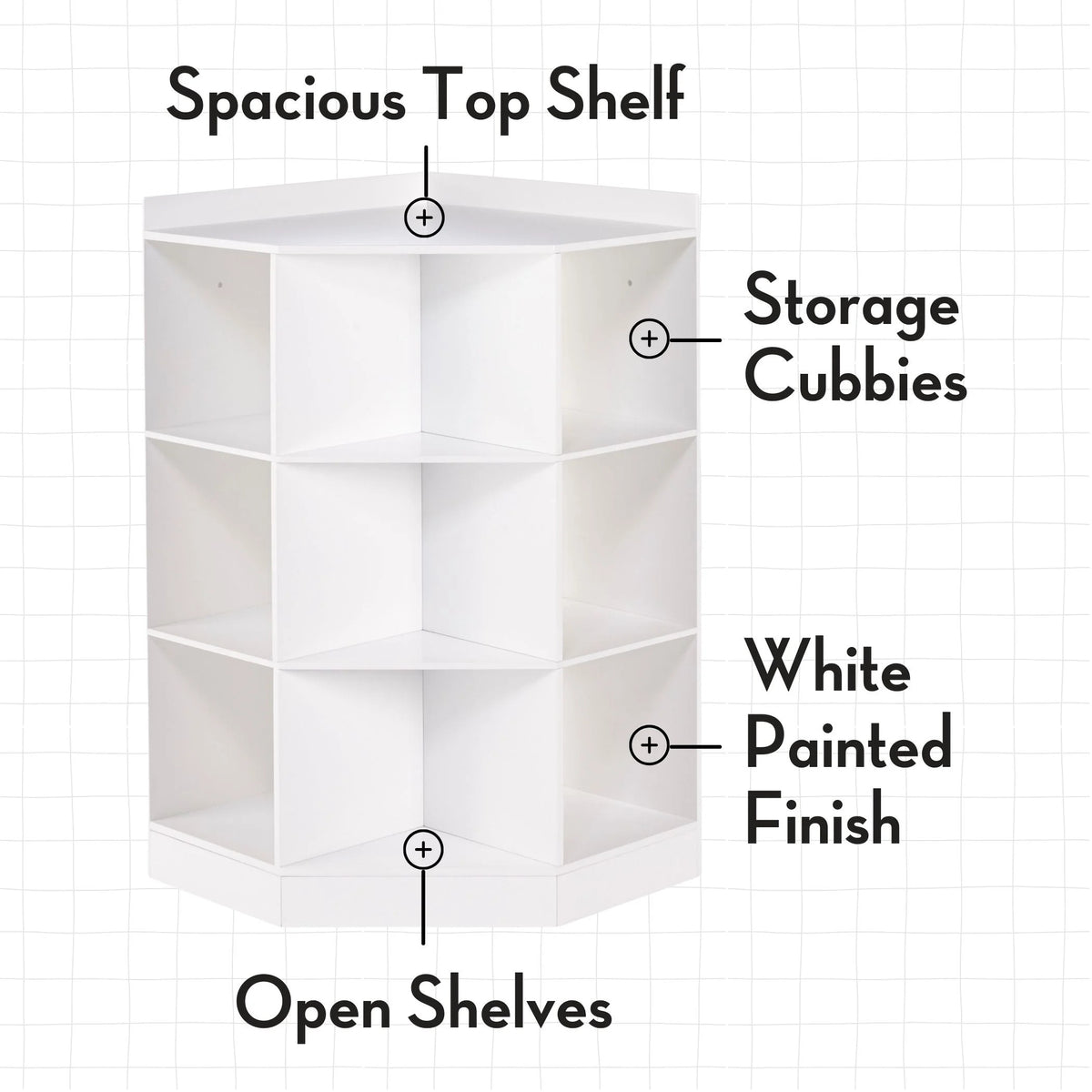 RiverRidge Kids Corner Playroom Cabinet with 6 Toy Storage Cubbies and 3 Shelves - White