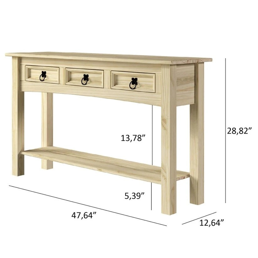 Wood Console Table with 3 Drawers, Entryway Hallway Storage and Display Table for Home