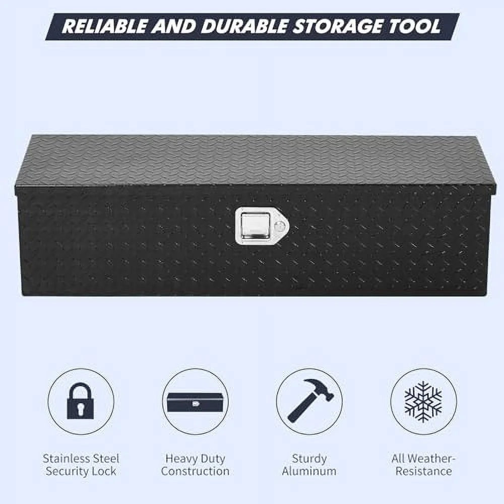 Aluminum Diamond Plate Tool Box 13x13x30 Inch, Heavy Duty Truck Toolbox with Sliding Shelf, Waterproof Truck Storage Organizer Chest for Pick Up Truck RV Trailer with Lock & Keys