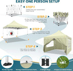 SANOPY 10' x 20' Pop up Canopy Party Tent with 6 Removable Sidewalls, Wave Eave Outdoor Waterproof Patio Gazebo Tent with Carry Bag, Backyards Camping Picnics, Black