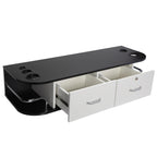 RESHABLE Modern Wall-Mounted Salon Station Barber Cabinet with Locking Drawer Storage Table for Hair Stylist Black