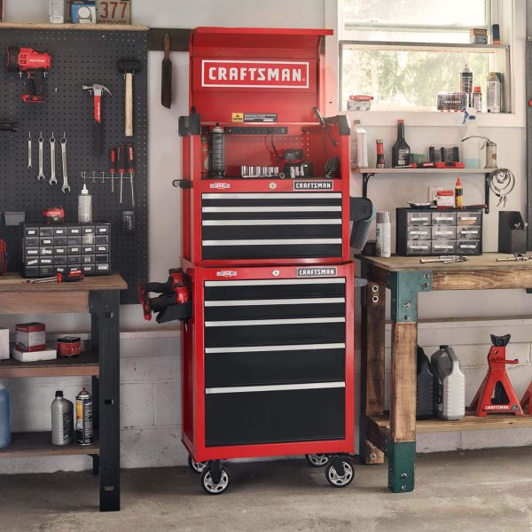 26-Inch W x 36.5-Inch H 5-Drawer Steel Rolling Cabinet, Red