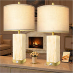 Translucent Marble Table Lamps with Night Light for Living Room