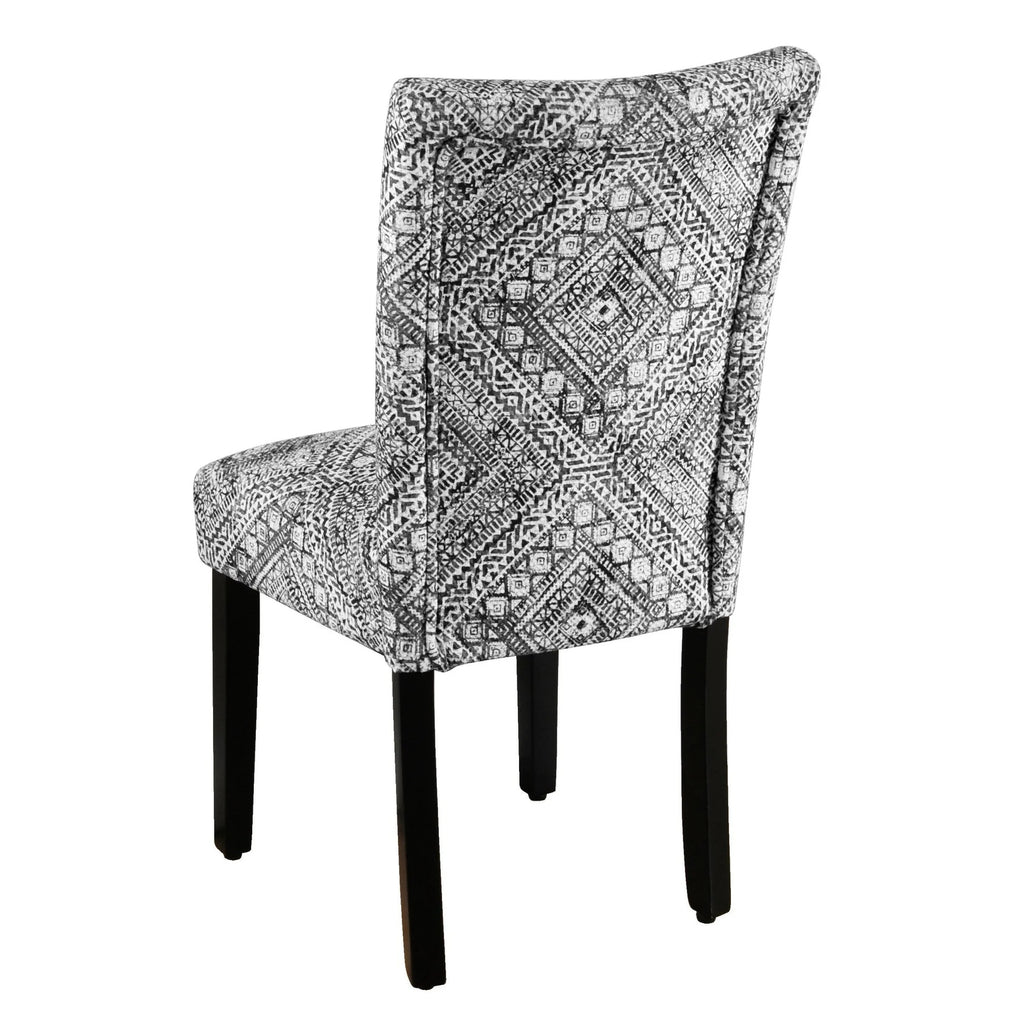 Set of 2 Upholstered Medallion Dining Chairs, Comfortable Parsons Style Chairs for Kitchen and Dining Room