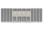 NewAge Products Bold Series Red 14 Piece Cabinet Set, Heavy Duty 24-Gauge Steel Garage Storage System, Slatwall / LED Lights Included