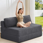 Folding Sofa Bed Convertible 4 in 1 Sleeper Chair Gray Single