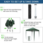 6.5x6.5ft Pop Up Canopy Tent - Instant White Gazebo w/ 4 Sidewalls, UPF 50+ & Carry Bag, 42 sq ft Shade for Camping/Patio (200x200cm)