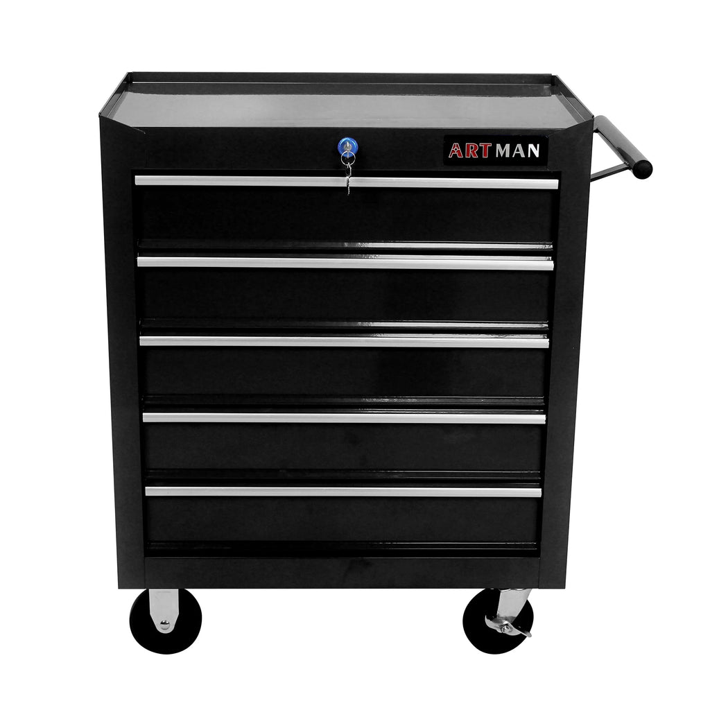 Lisonu 5-Drawer Rolling Tool Chest, Mobile Tool Storage Cabinet with Locking System & Wheels, Heavy-Duty Steel Organizer for Garage and Workshop, Green