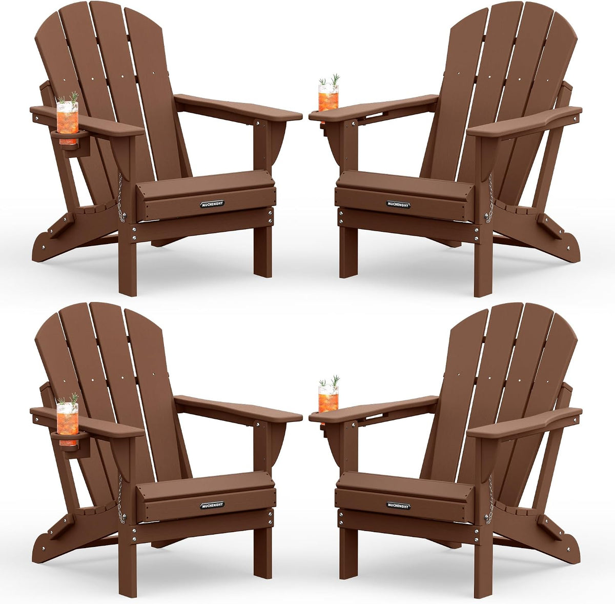 Folding Adirondack Chairs, HDPE Patio Chair, Dark Navy Blue