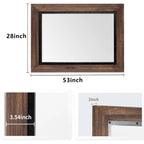 Rustic Wood and Iron Framed Bathroom Vanity Mirror, Wall Mounted Farmhouse Mirror for Bathroom and Bedroom