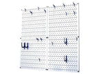 Wall Control Kitchen Pegboard Organizer Pots and Pans Pegboard Pack Storage and Organization Kit with White Pegboard and Blue Accessories