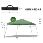 10x10 Pop Up Canopy Tent With Durable Silver Coated Cover And Adjustable Slant Legs, Easy Setup Outdoor Patio Instant Sun Shelter - Blue, Included 1 x Storage Carry Bag, 4 x Guylines, 8 x Stakes