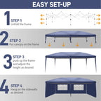 UBesGoo Ez Pop Up Patio Canopy Tent Gazebo Outdoor Party with 6 Sidewalls 10 x 20 ft Blue
