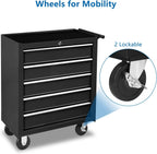 TUFFIOM 5-Drawer Rolling Tool Chest with Lock & Key, Tool Storage Organizer Box Cabinet with Wheels