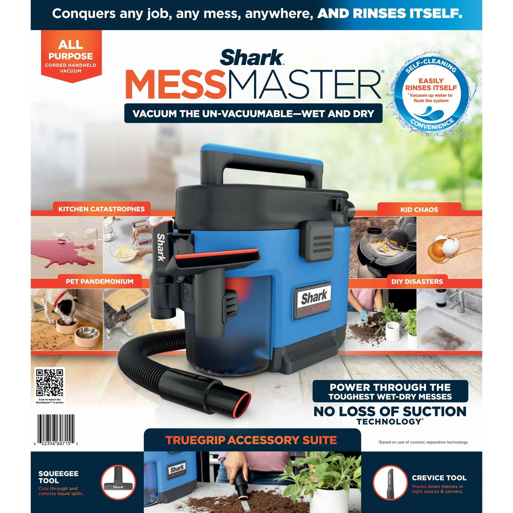 Shark MessMaster Portable Wet and Dry Vacuum for Home, Shop, Garage, 1 Gallon, Corded