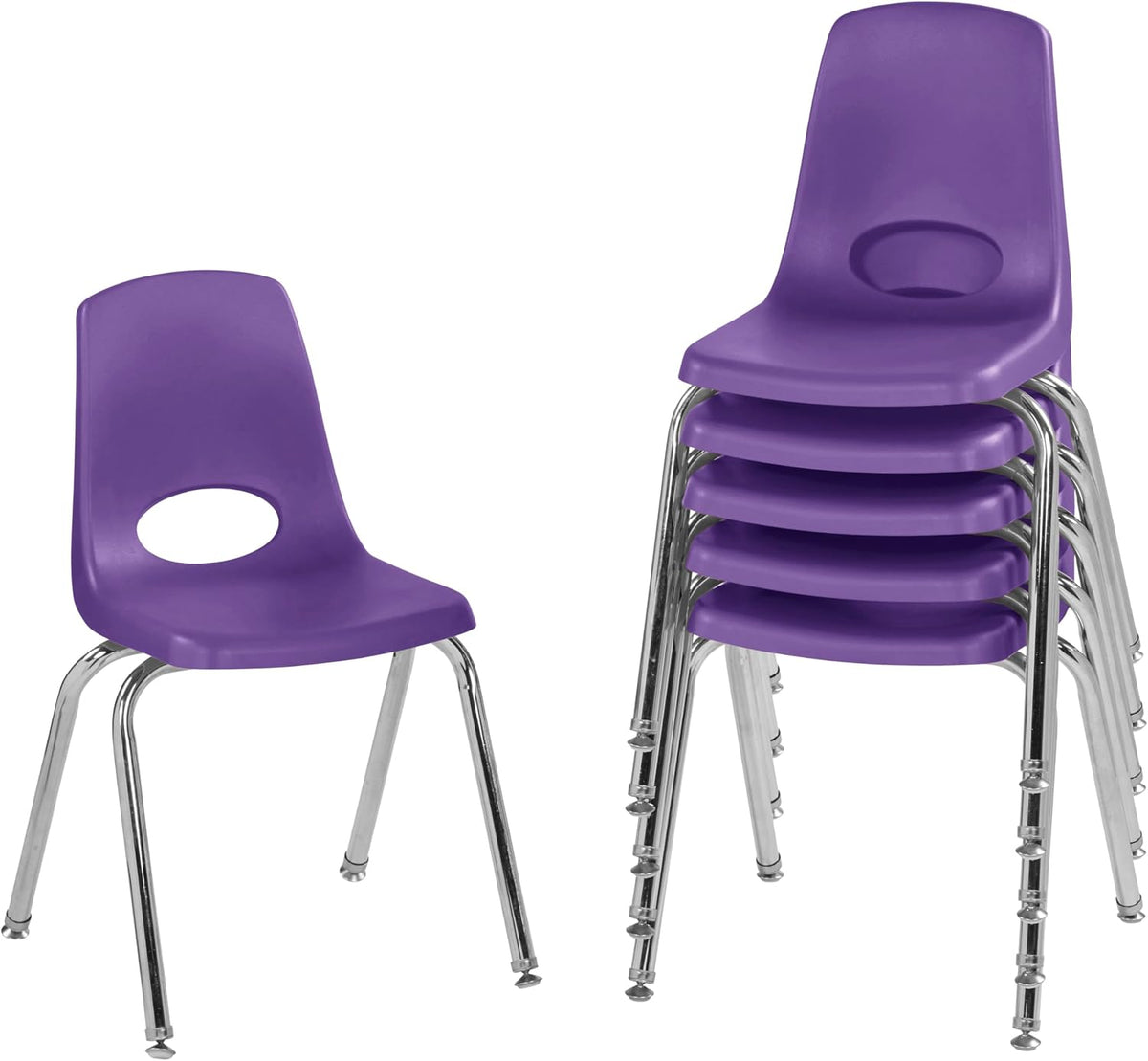 10" School Stack Chair with Swivel Glides, Purple, 6-Pack