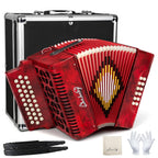 Accordions 31 Key 12 Bass Diatonic G/C/F w Case Strap Gloves Cloth (Gray)