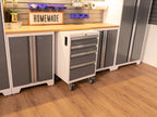 NewAge Products Bold Series Gray 14 Piece Cabinet Set, Heavy Duty 24-Gauge Steel Garage Storage System, LED Lights Included